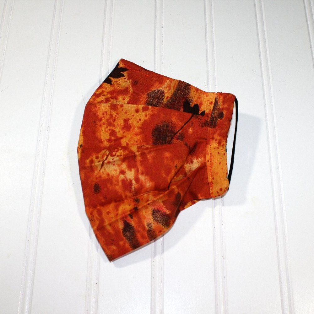 HANDMADE Cloth Fall Orange Tie Dye FaceMask Pocket - Picture 3 of 8